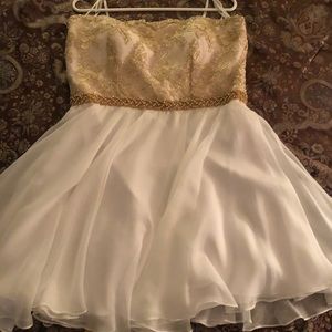 Gold and white party dress